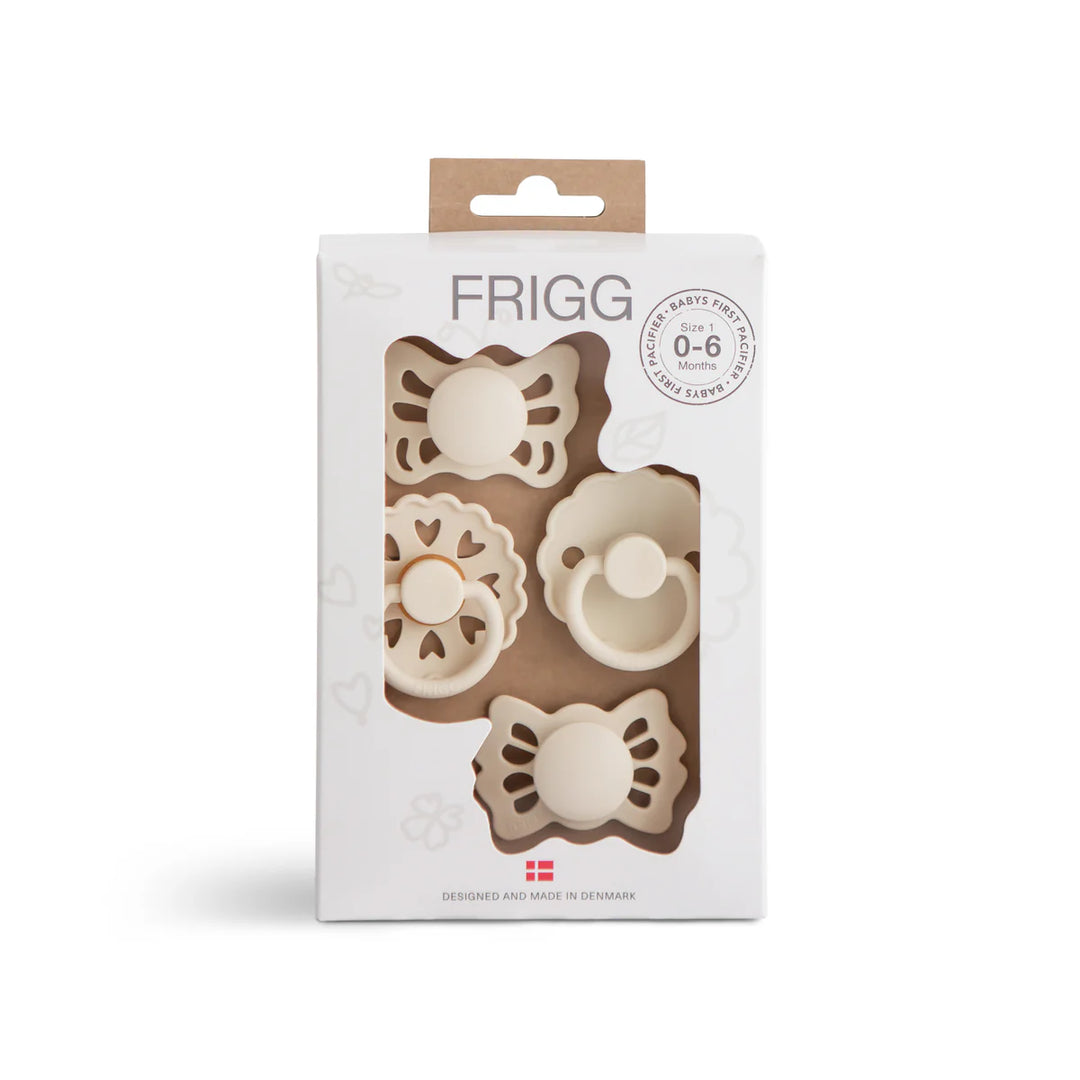 Frigg 1st Pacifier Set CREAM Butterfly, Fairytale, Daisy, Lucky