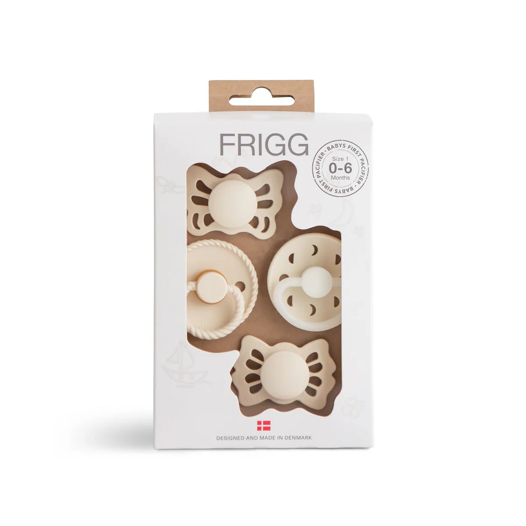 Frigg 1st Pacifier Set CREAM Butterfly, Rope, Moon Phase Night, Lucky