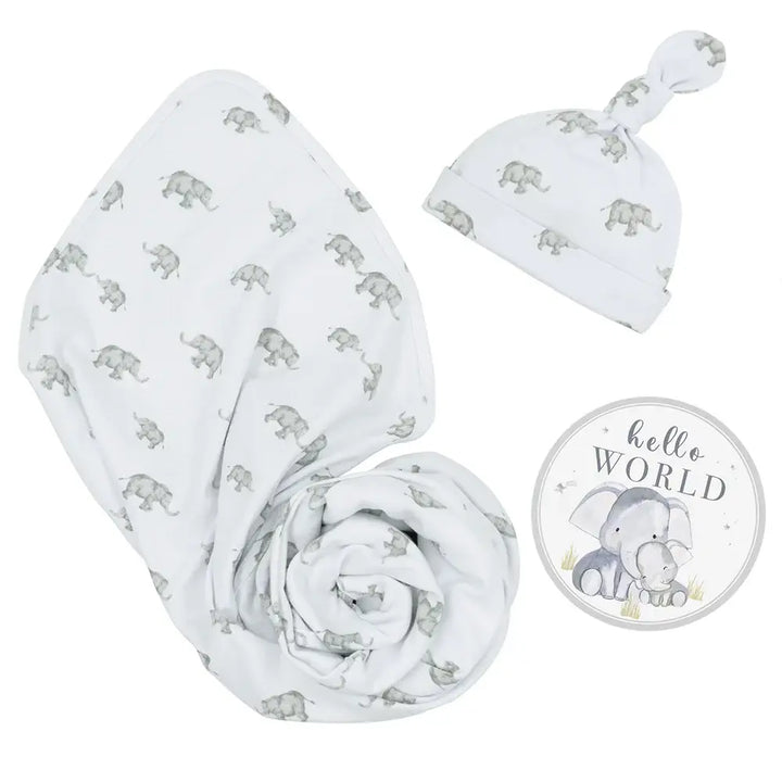 Living Textiles Hello World Gift Set - Watercolour Elehant