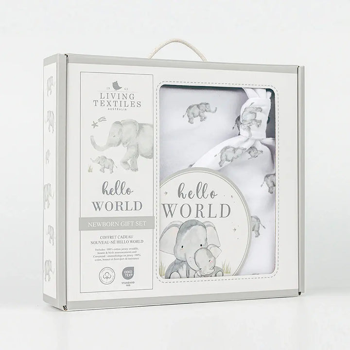 Living Textiles Hello World Gift Set - Watercolour Elehant