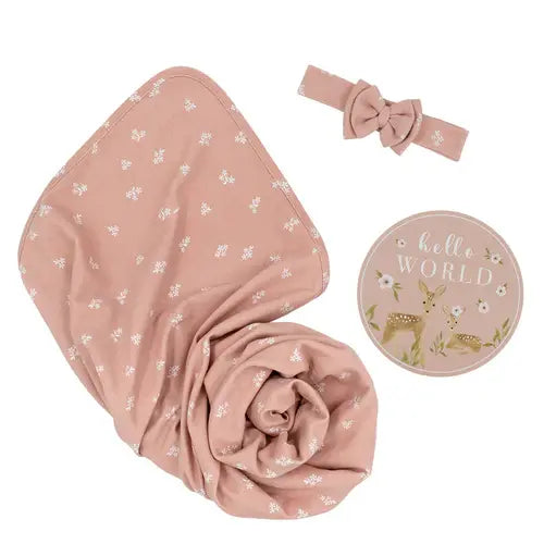 Living Textiles Hello World Gift Set - Sophia's Garden Dusty Rose