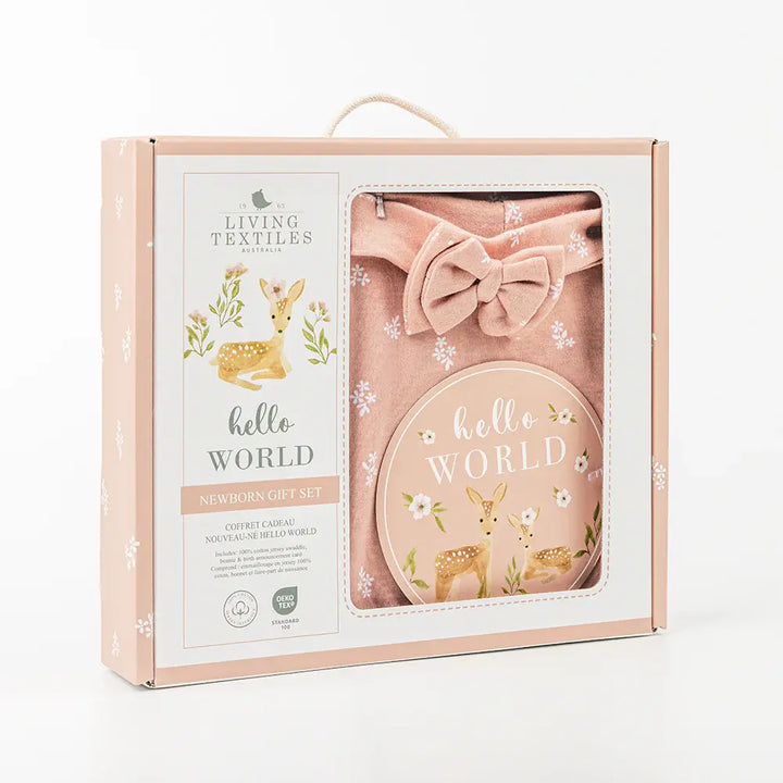 Living Textiles Hello World Gift Set - Sophia's Garden Dusty Rose