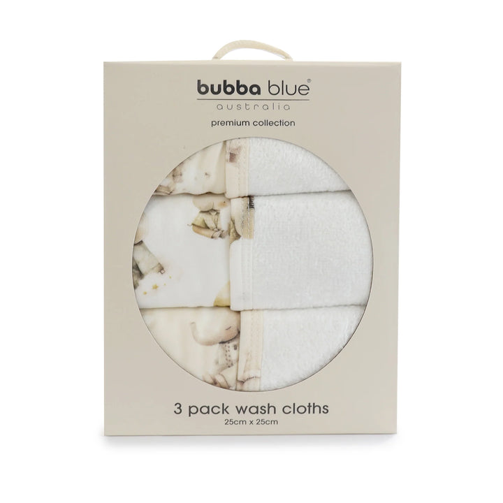 Bubba Blue Elephant Bedtime 3pk Wash Cloths