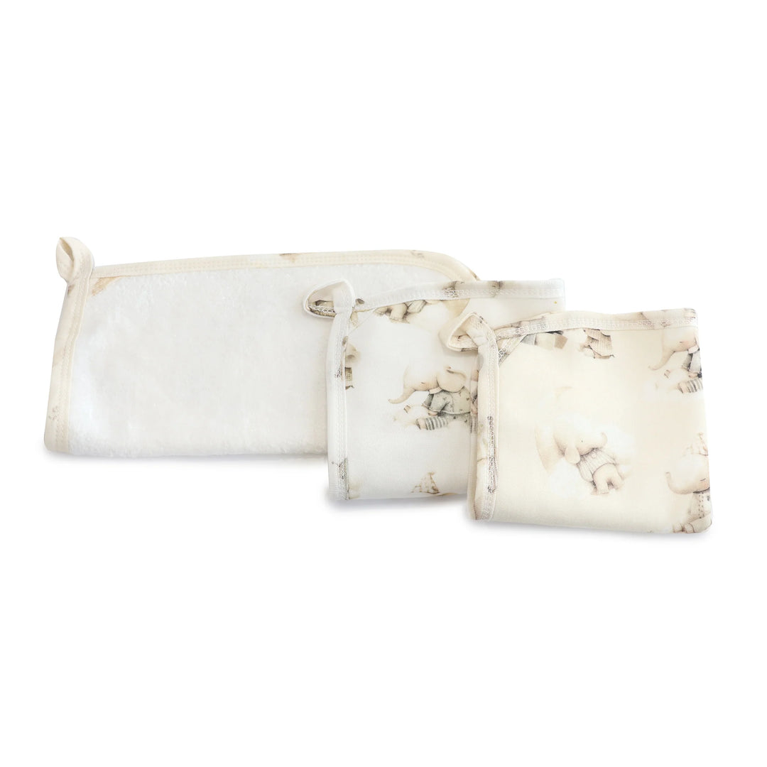 Bubba Blue Elephant Bedtime 3pk Wash Cloths