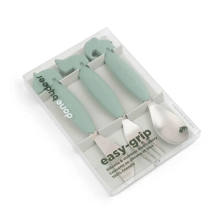 Done by Deer Easy-grip cutlery set Deer friends Green
