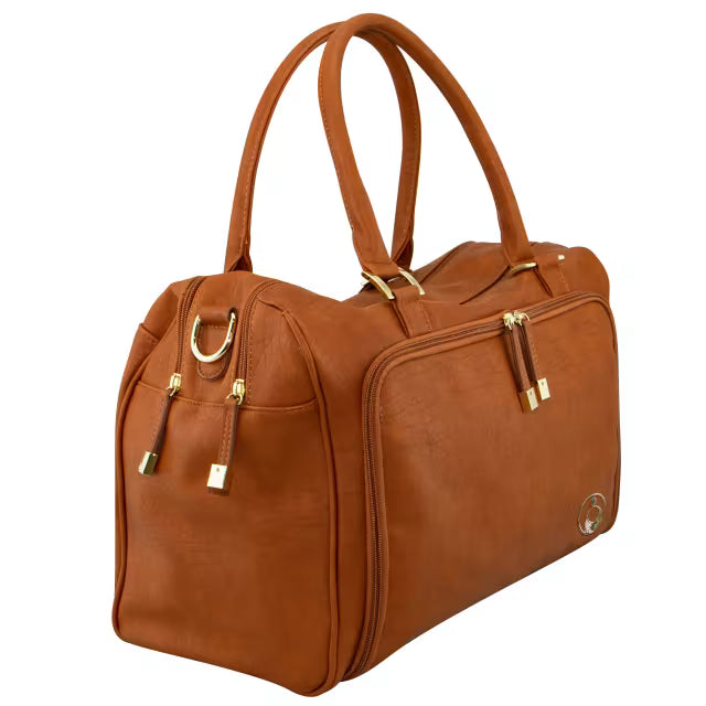 ISOKI DOUBLE ZIP SATCHEL  AMBER TAN