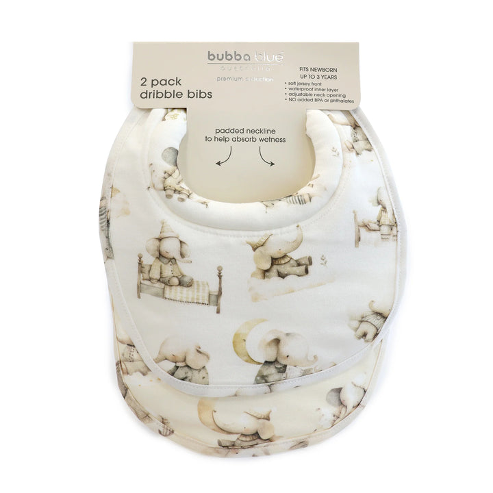 Bubba Blue Elephant Bedtime 2pk Dribble Bibs