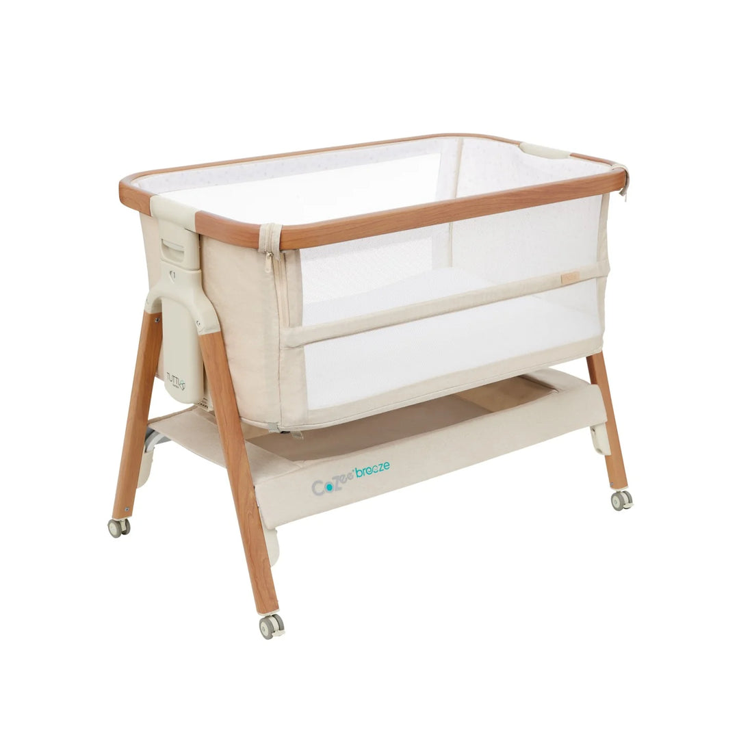 iL Tutto CoZee Breeze Plus Co-Sleeping Bassinet with Rocking Legs in Scandi Walnut and Ecru