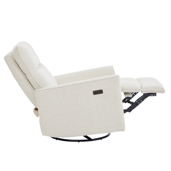iL Tutto Felix Electric Recliner Glider Chair with USB in Vanilla Bouclé