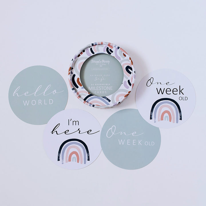 Reversible Milestone Cards Rainbow Baby & Sage