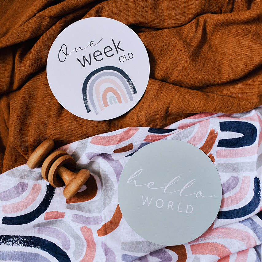Reversible Milestone Cards Rainbow Baby & Sage