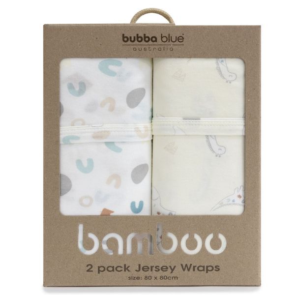 Bubba Blue Sleepy Safari Bamboo 2pk Stretch Jersey Swaddle Wraps - Vanilla
