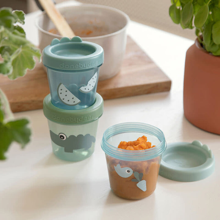 Done by deer Baby Food Container 3-Piece Croco Green