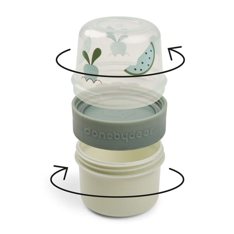 Done by deer To Go 2-Way Snack Container Birdee Green