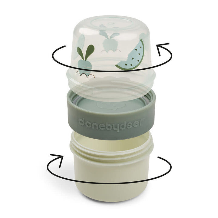 Done by deer To Go 2-Way Snack Container Birdee Green