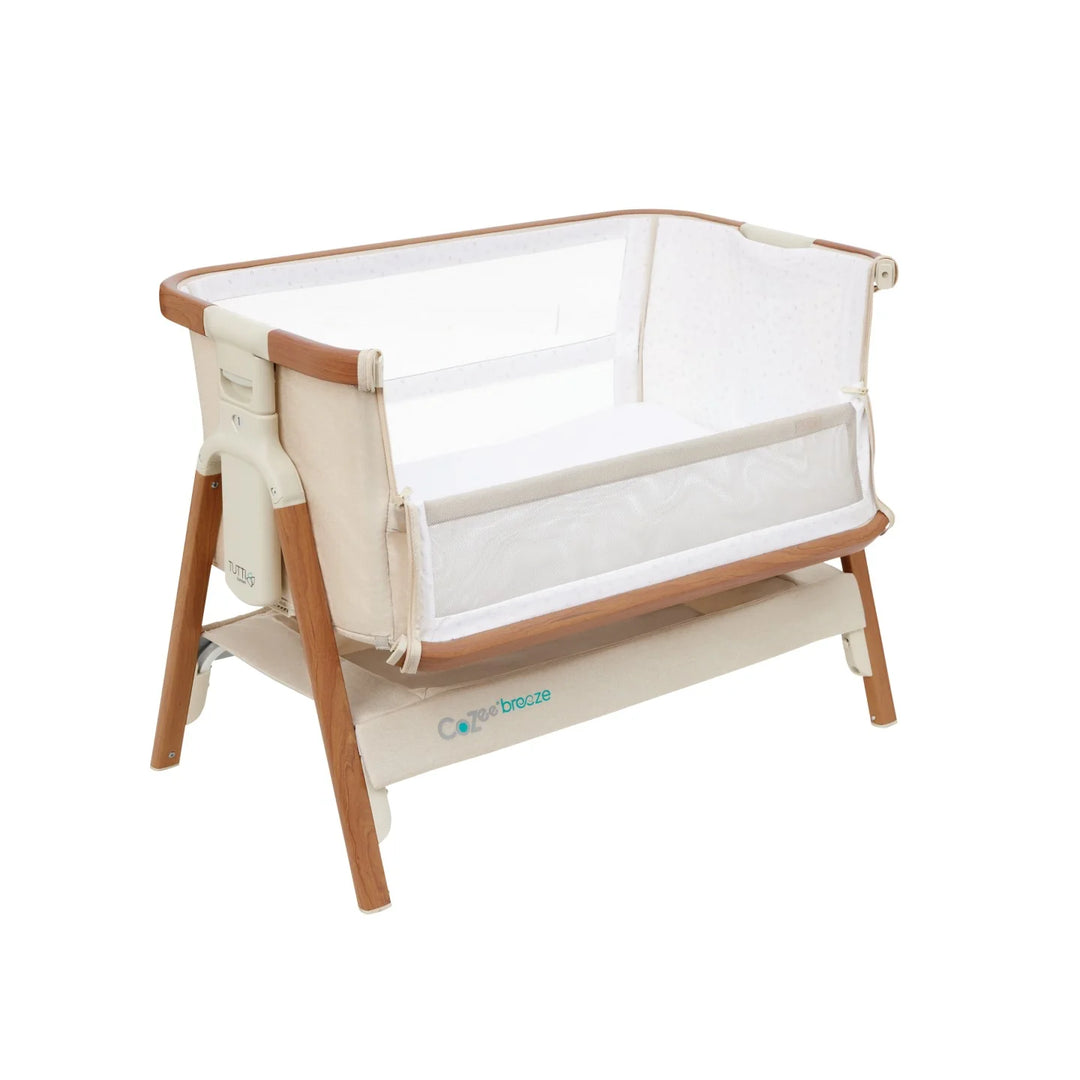 iL Tutto CoZee Breeze Plus Co-Sleeping Bassinet with Rocking Legs in Scandi Walnut and Ecru