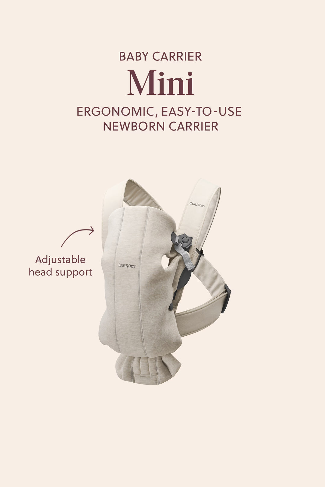 BabyBjorn Baby Carrier Mini - 3D Jersey, Light beige