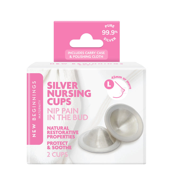 NEW BEGINNINGS SILVER NURSING CUPS 55mm (L) 2pk (NEW)