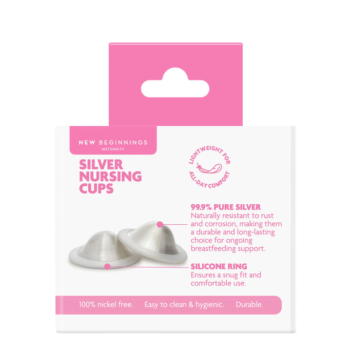 NEW BEGINNINGS SILVER NURSING CUPS 55mm (L) 2pk (NEW)