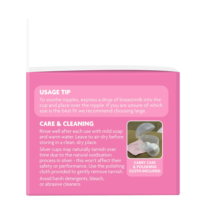 NEW BEGINNINGS SILVER NURSING CUPS 55mm (L) 2pk (NEW)