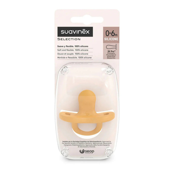 Suavinex Smoothie Ultra Light All Silicone Soother with SX Pro Physiological Teat 0-6M - Color Essence Mustard