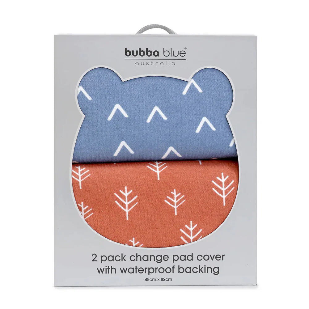Bubba Blue Nordic 2pk Waterproof Change Pad Covers - Denim/Clay