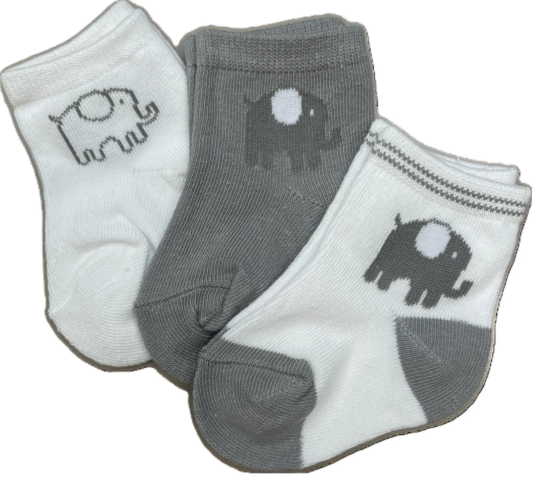 Playette 3 Pack Newborn Socks Elephant (1341130)