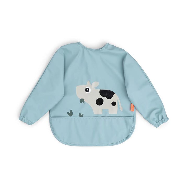 Done by Deer Sleeved Pocket Bib Tiny Farm - Blue
