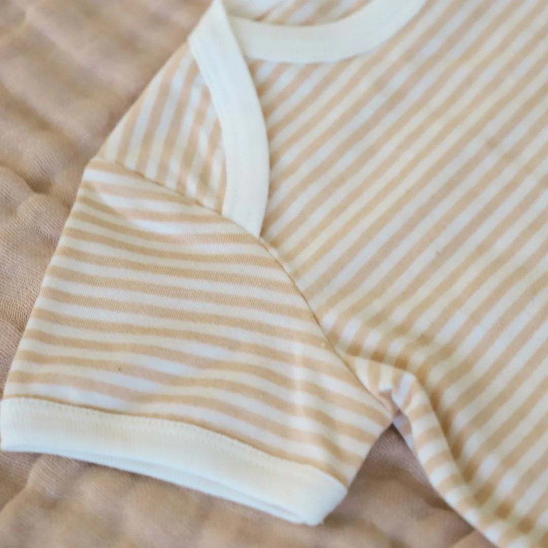 Fibre For Good Organic Cotton Stripe Jersey Bodysuit - Brown/Natural