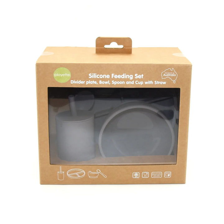 Playette Baby Silicone Feeding Set 4 Piece - Grey (1501008)