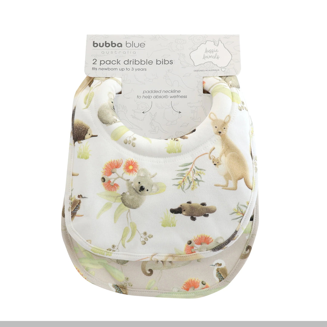 Bubba Blue Aussie Animals 2pk Dribble Bibs
