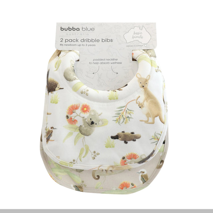Bubba Blue Aussie Animals 2pk Dribble Bibs