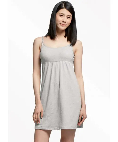 Essentials Maternity & Nursing Dress with Built-in Bra Grey