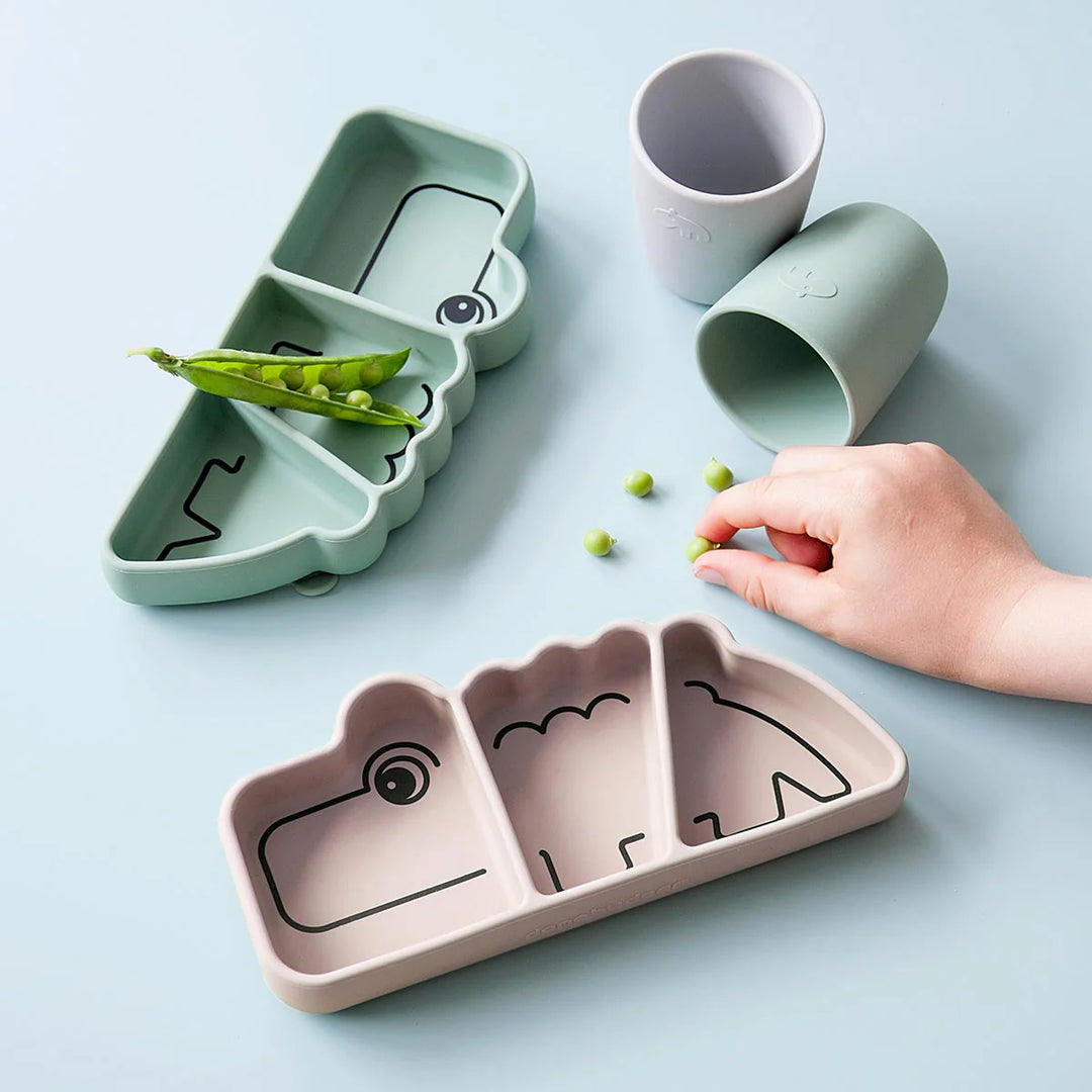 Done by Deer Silicone Stick & Stay Croco Snack Plate - Powder