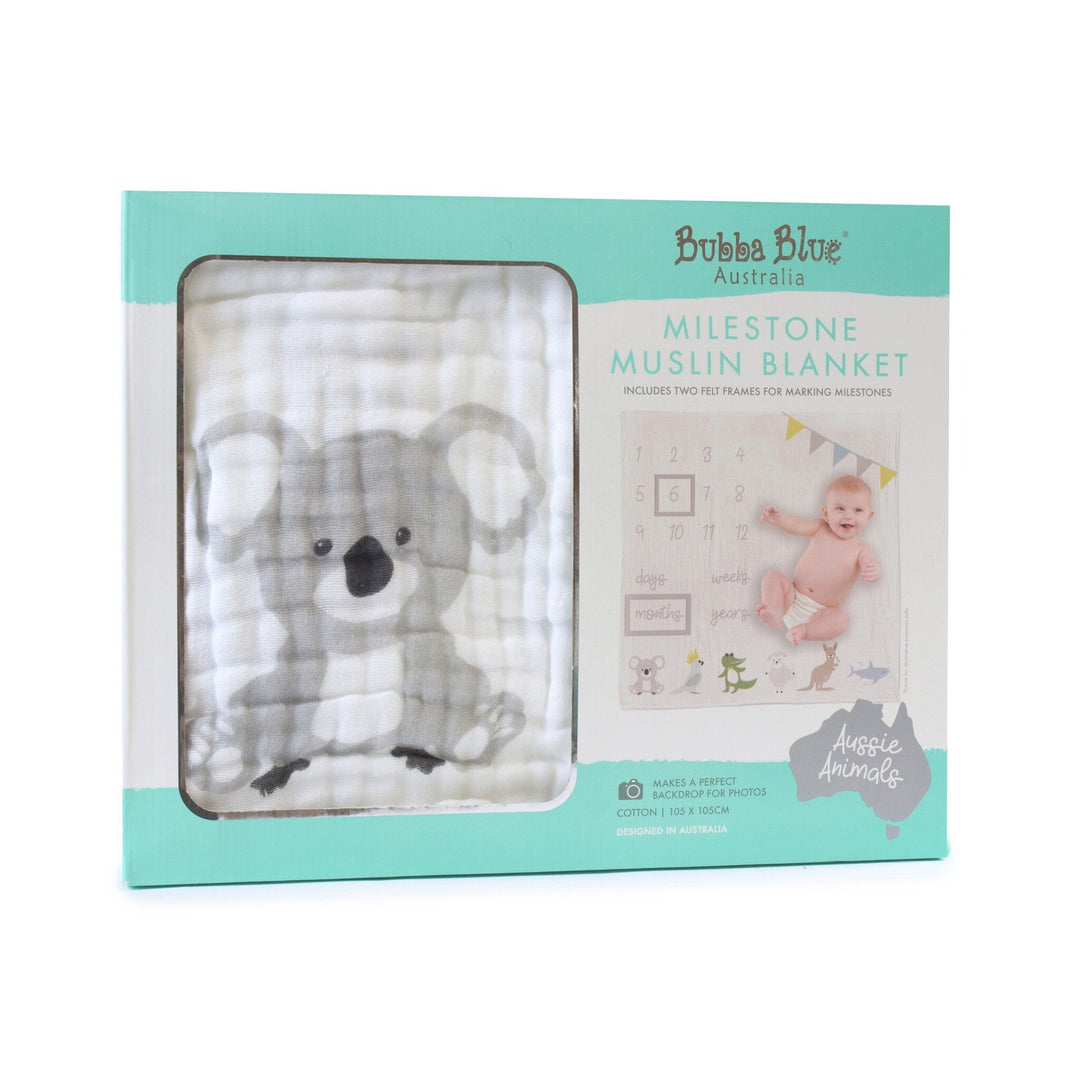 Milestone Muslin Blanket - Aussie Animal