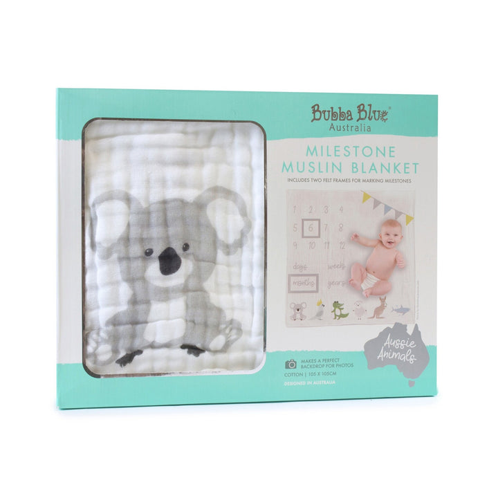 Milestone Muslin Blanket - Aussie Animal