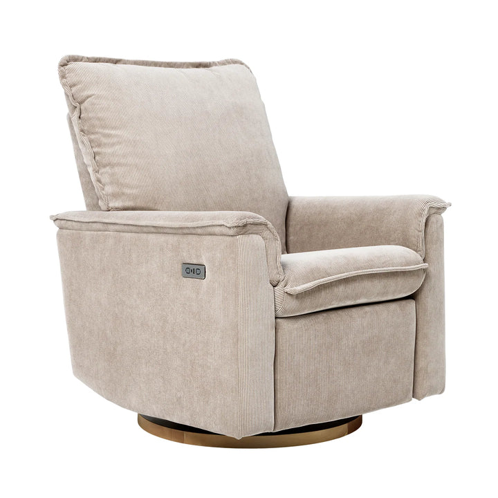 Il Tutto Louie Electric Recliner Glider Nursery Chair in Taupe Corduroy