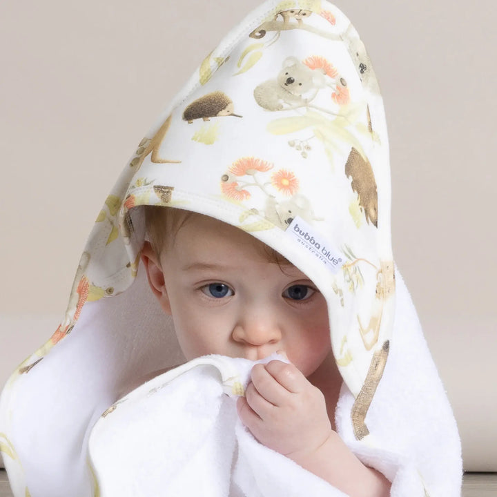 Bubba Blue Aussie Animals Hooded Towel - OATMEAL