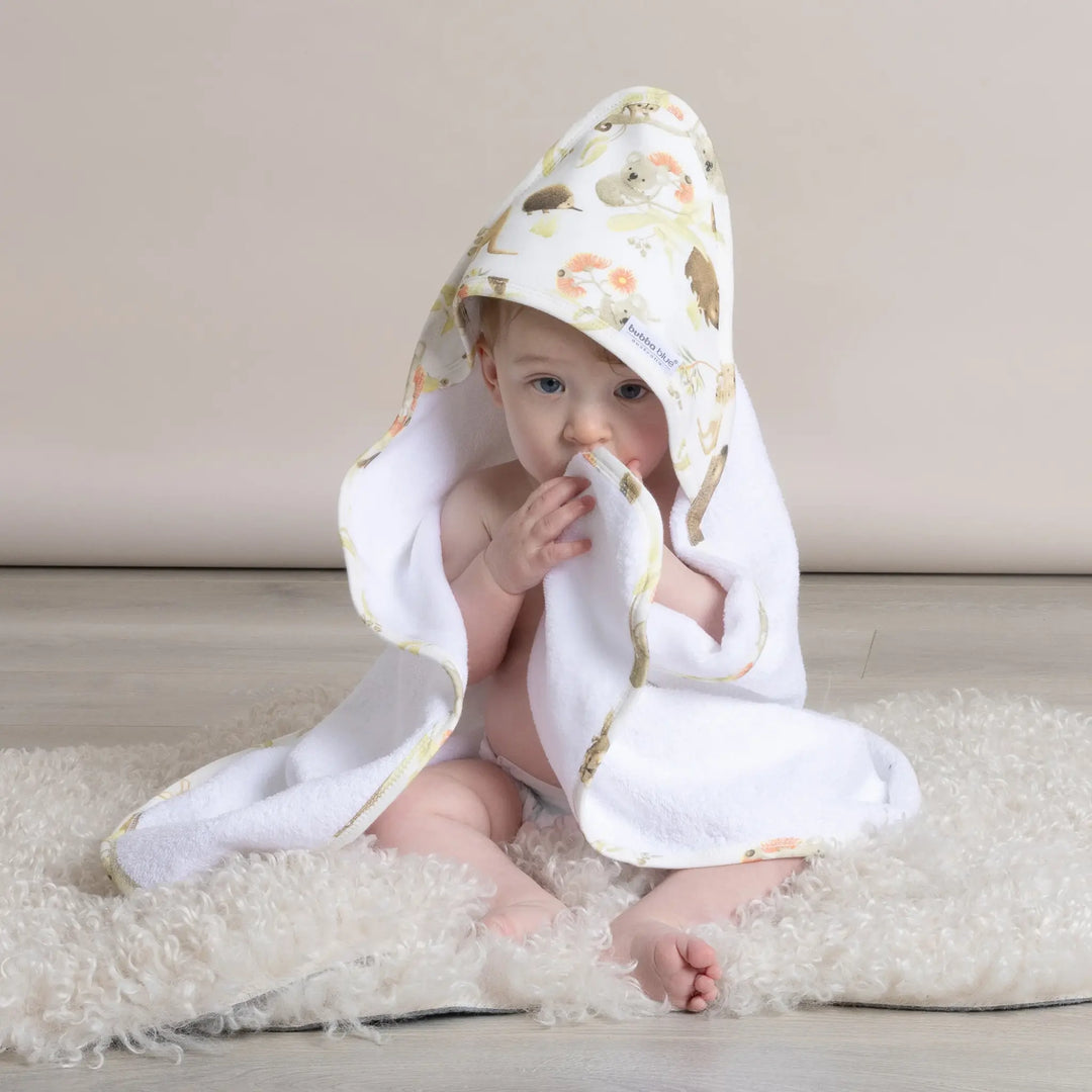 Bubba Blue Aussie Animals Hooded Towel - OATMEAL