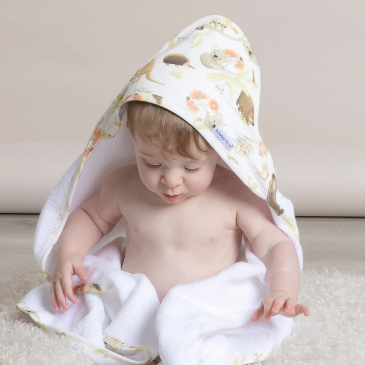 Bubba Blue Aussie Animals Hooded Towel - OATMEAL