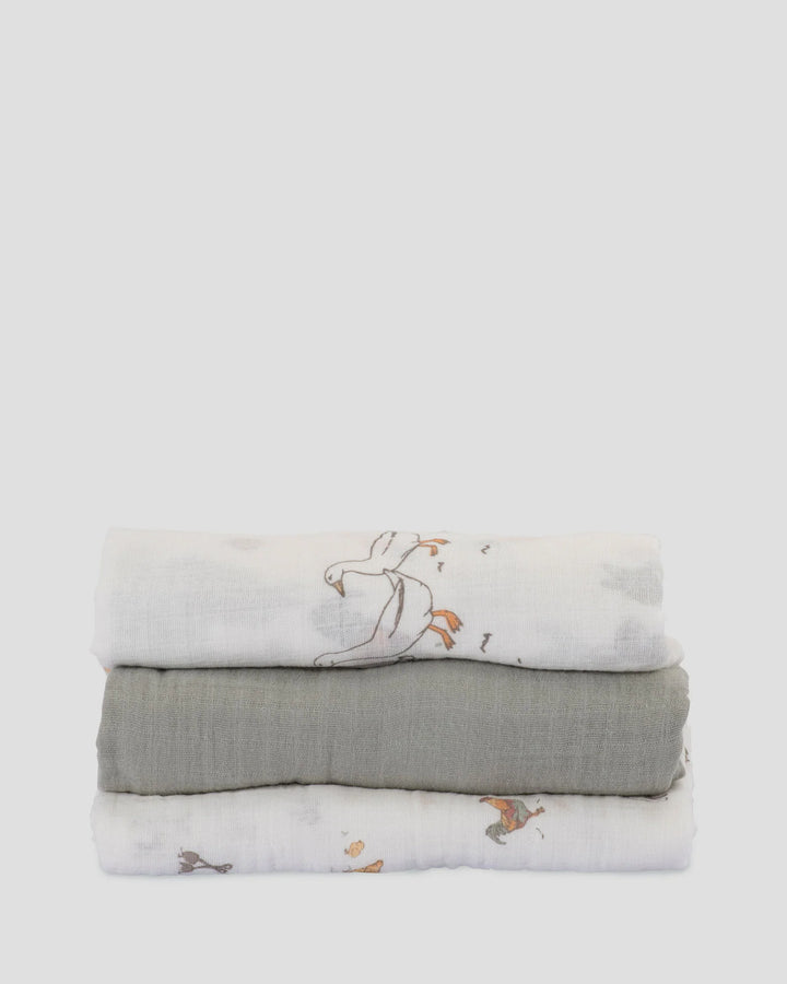 Little Linen Muslin Wraps 3PK - Farmyard Lamb