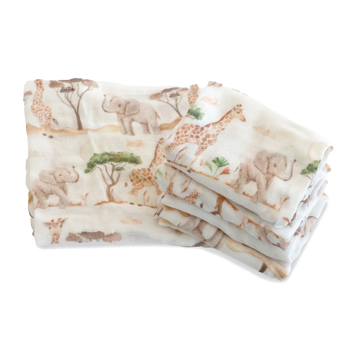 Bubba Blue Adventure Bamboo 6pk Muslin Face Washers