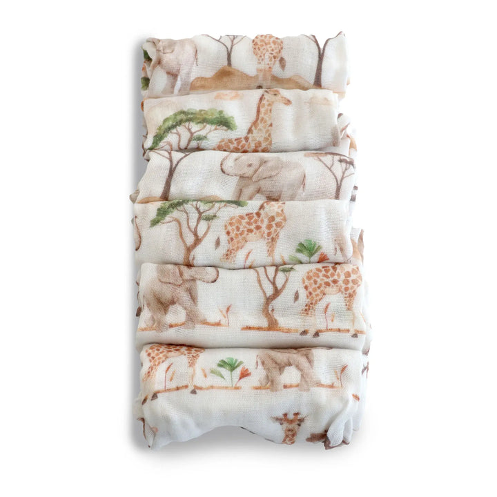 Bubba Blue Adventure Bamboo 6pk Muslin Face Washers