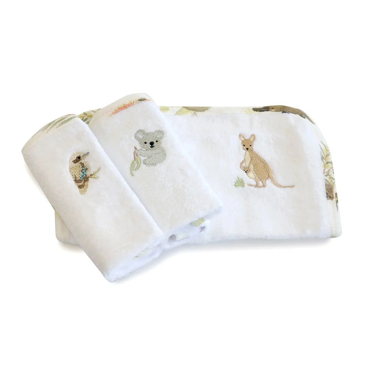 Bubba Blue Aussie Animals 3pk Wash Cloths - OATMEAL