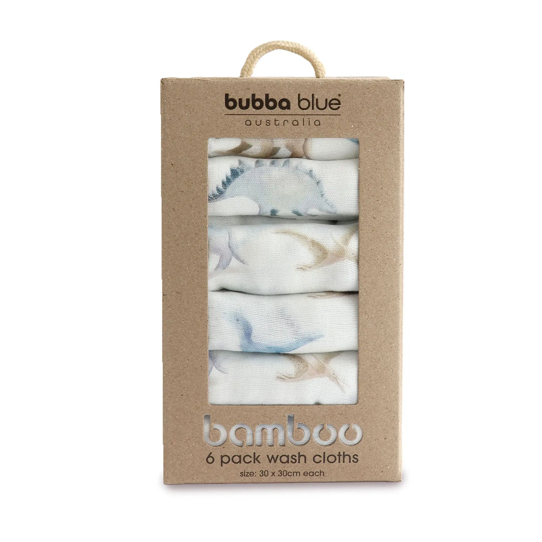 Bubba Blue Jurassic Bamboo 6pk Muslin Face Washers