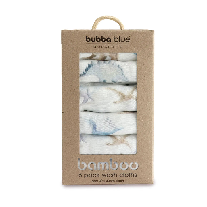 Bubba Blue Jurassic Bamboo 6pk Muslin Face Washers