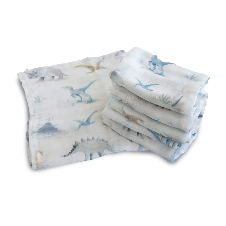 Bubba Blue Jurassic Bamboo 6pk Muslin Face Washers
