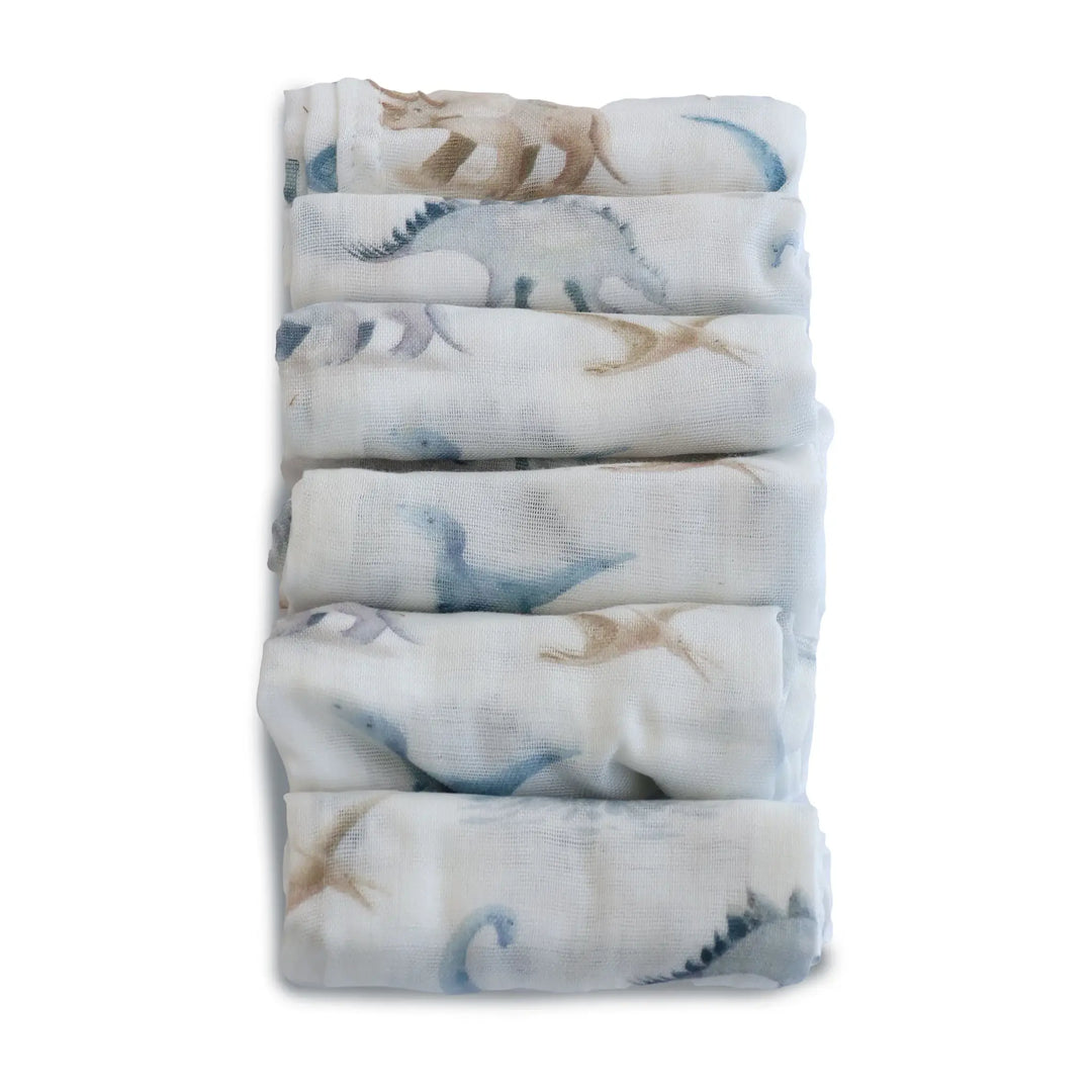 Bubba Blue Jurassic Bamboo 6pk Muslin Face Washers