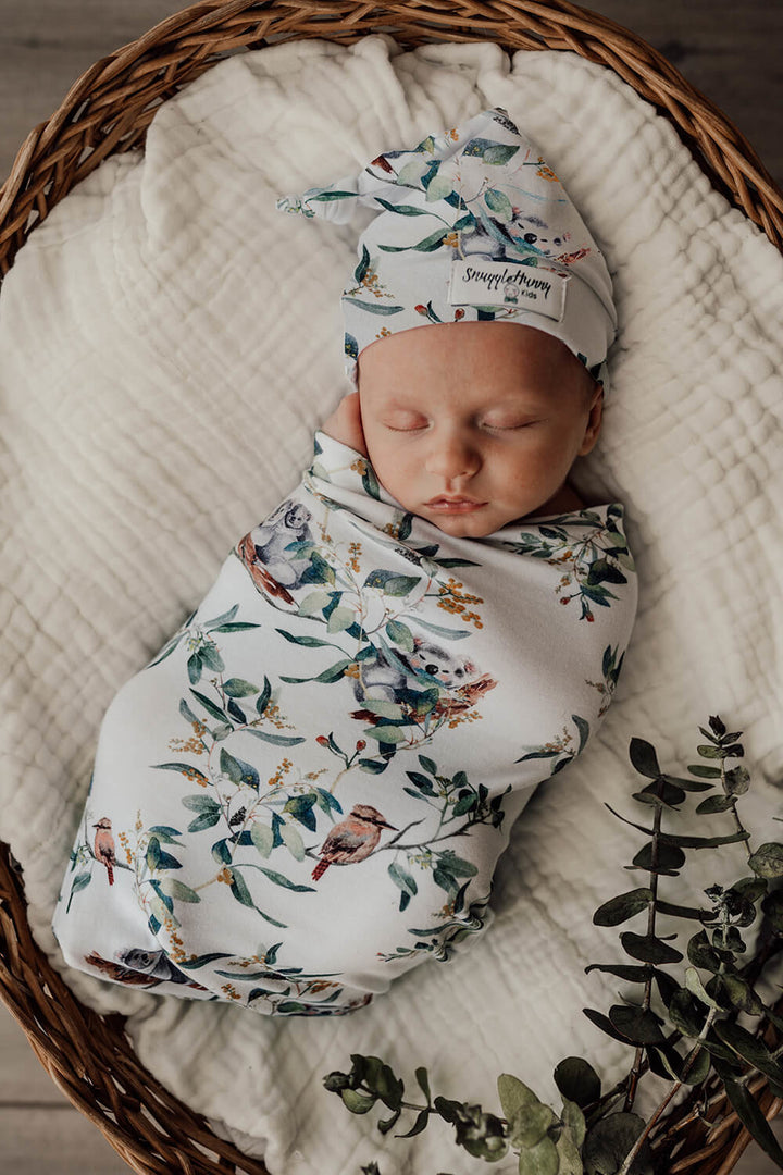 Snuggle Swaddle & Beanie Set-Eucalypt