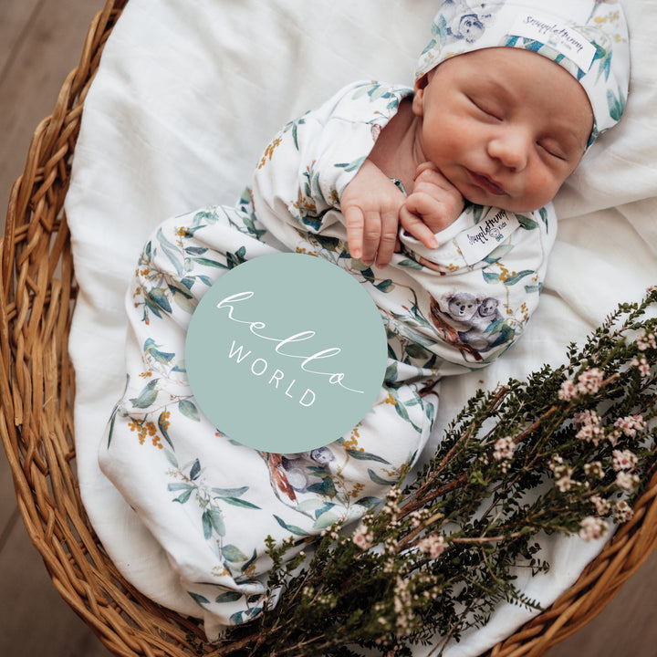 Snuggle Swaddle & Beanie Set-Eucalypt